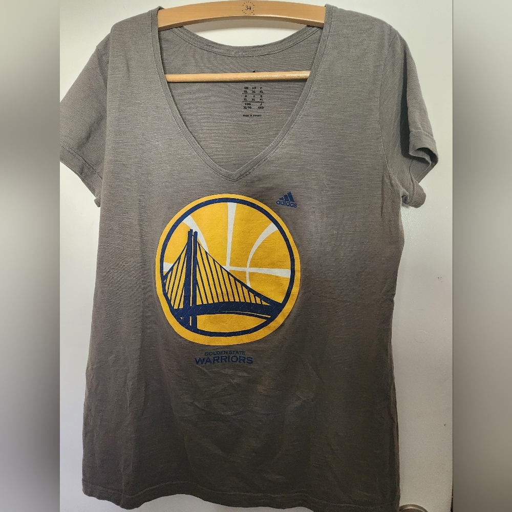 Adidas Gray Golden State Warriors Women's V-Neck Top